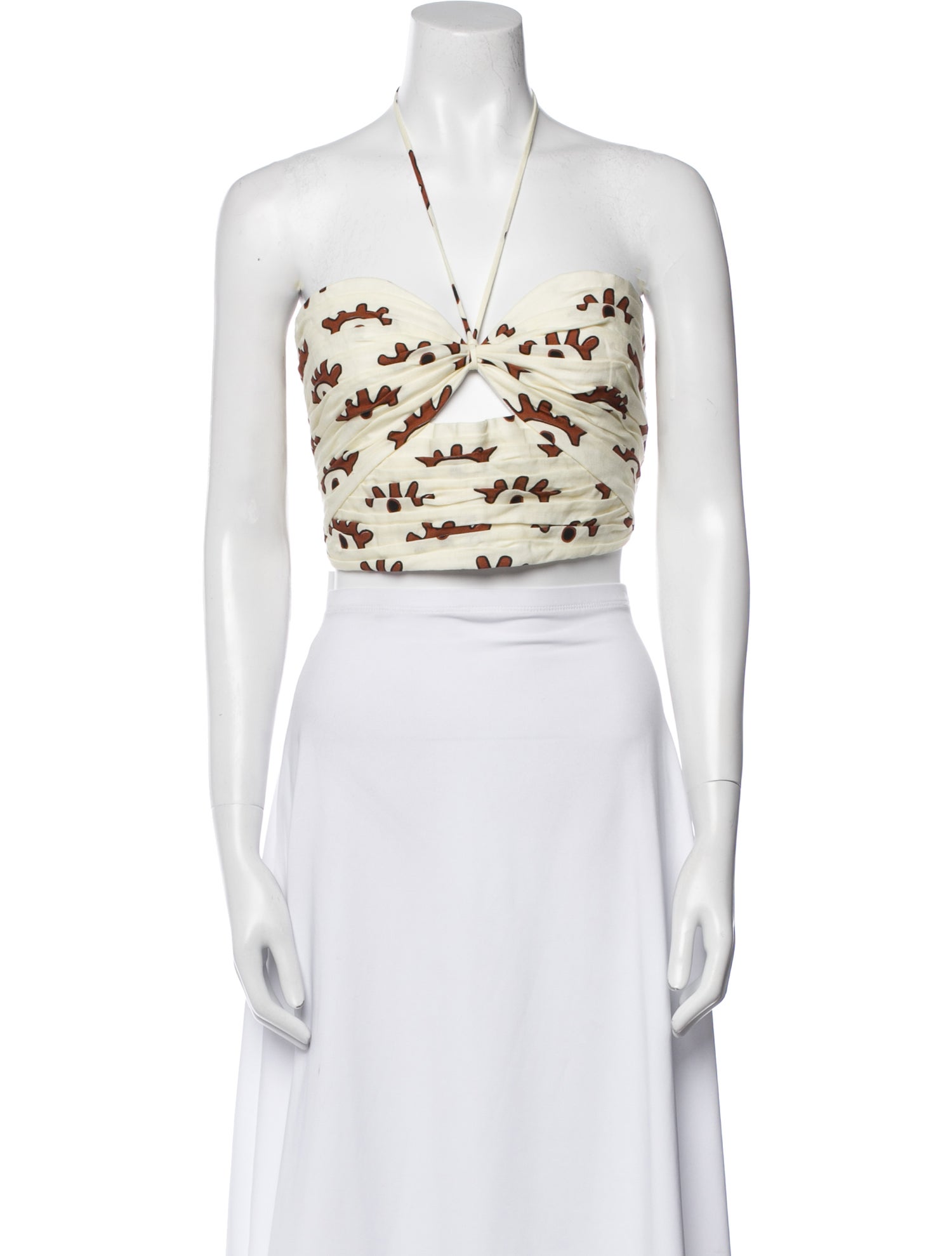 Cala de la Cruz Linen Printed Crop Top w/ Tags