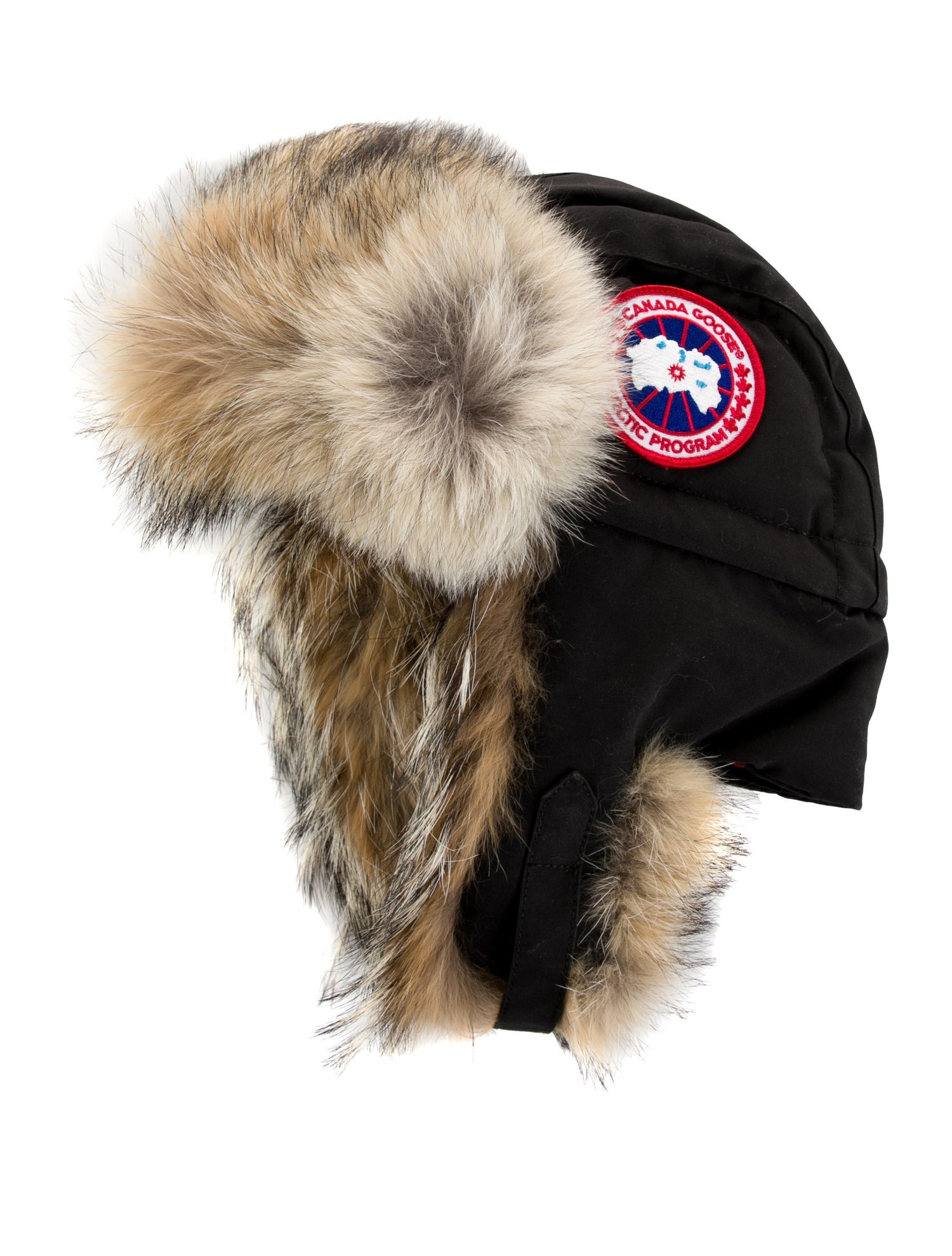Canada Goose Black Coyote Fur Trimmed Winter Hat
