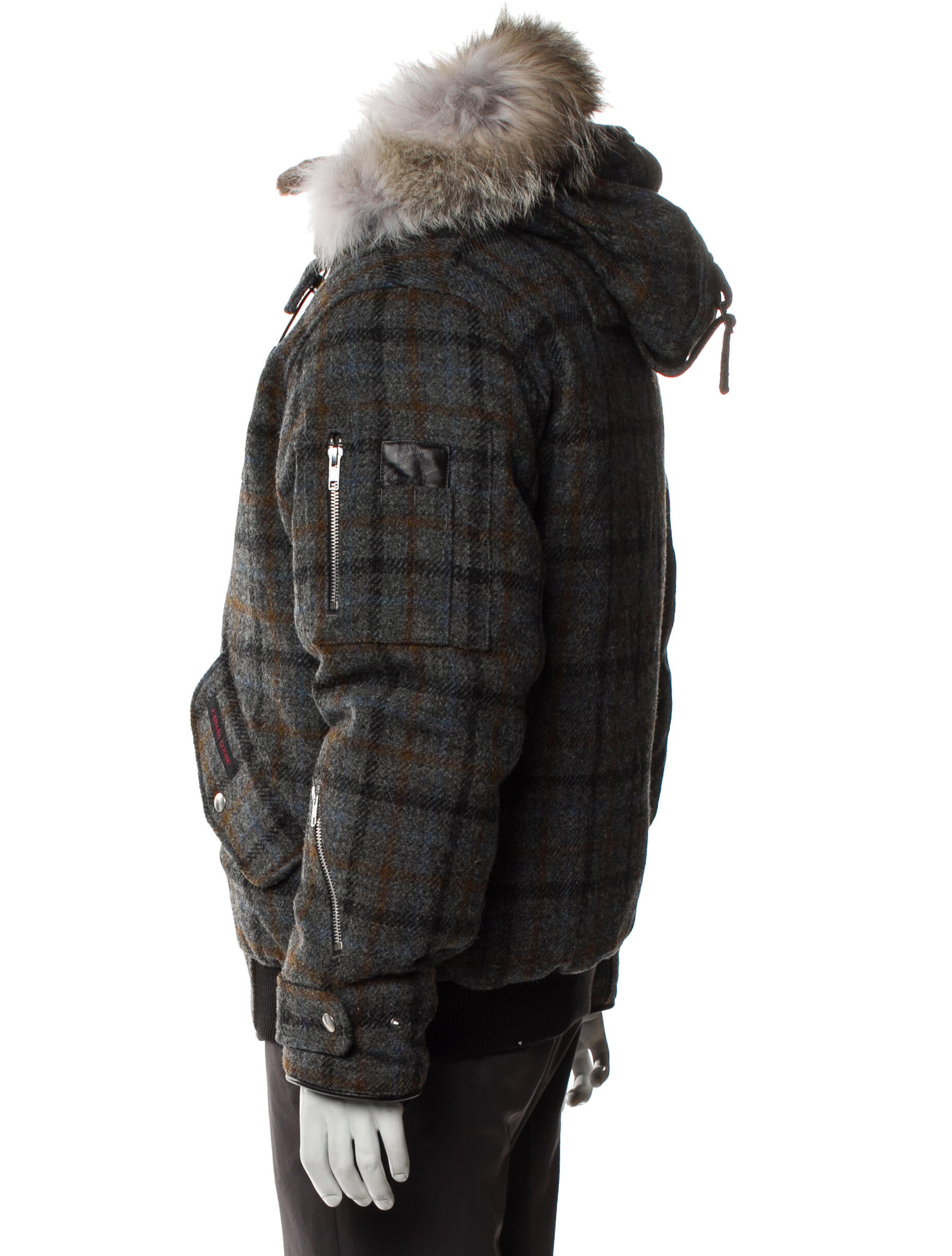 Canada Goose Virgin Wool Plaid Print Puffer Coat