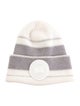 Canada Goose Knitted White Beanie w/ Embroidered Embellishment