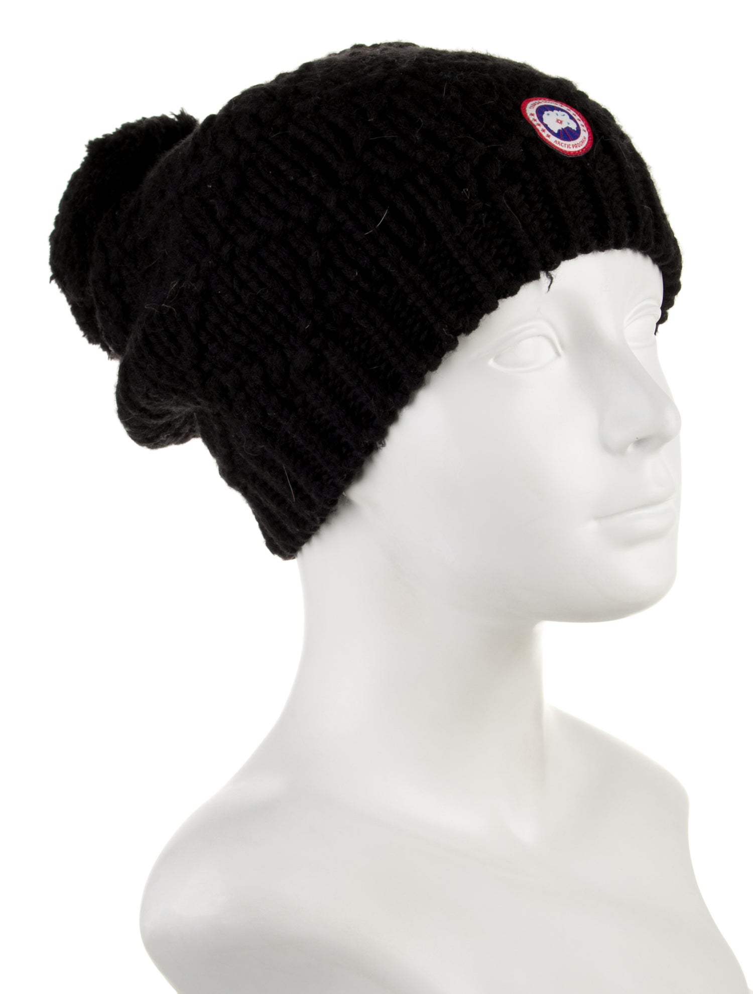 Canada Goose Black Merino Wool Knitted Beanie