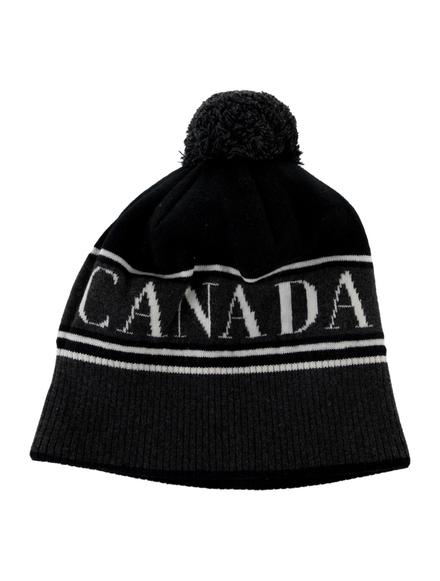 Canada Goose Men's grey Canada Goose pattern print wool blend knit hat. w/Tags