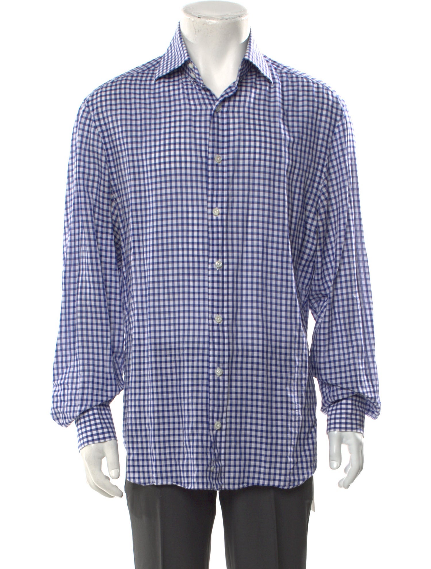 Cesare Attolini Plaid Print Long Sleeve Dress Shirt