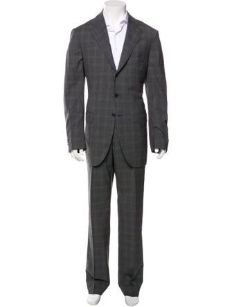 Cesare Attolini Wool Plaid Print Two-Piece Suit