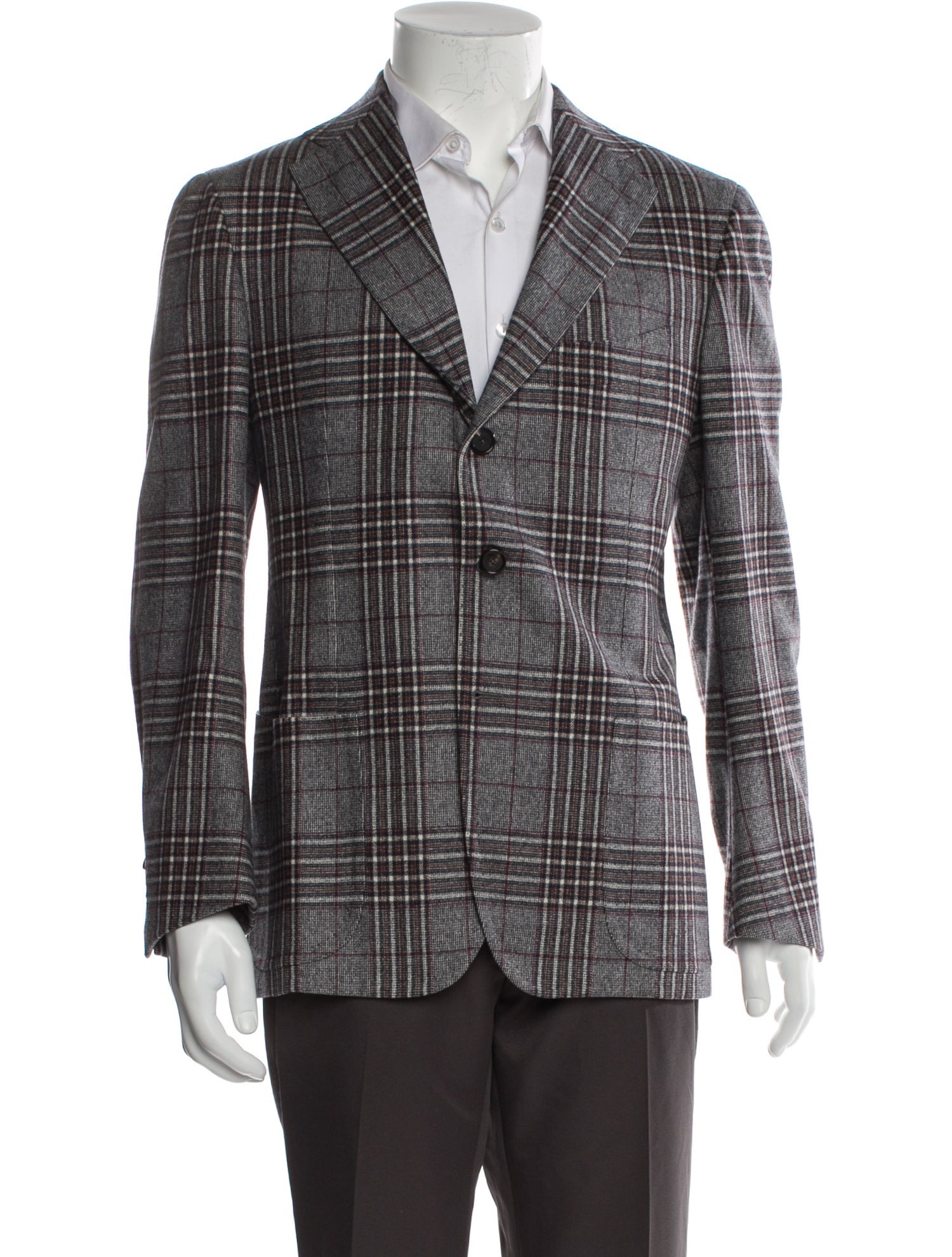 Cesare Attolini Lambskin Plaid Print Blazer