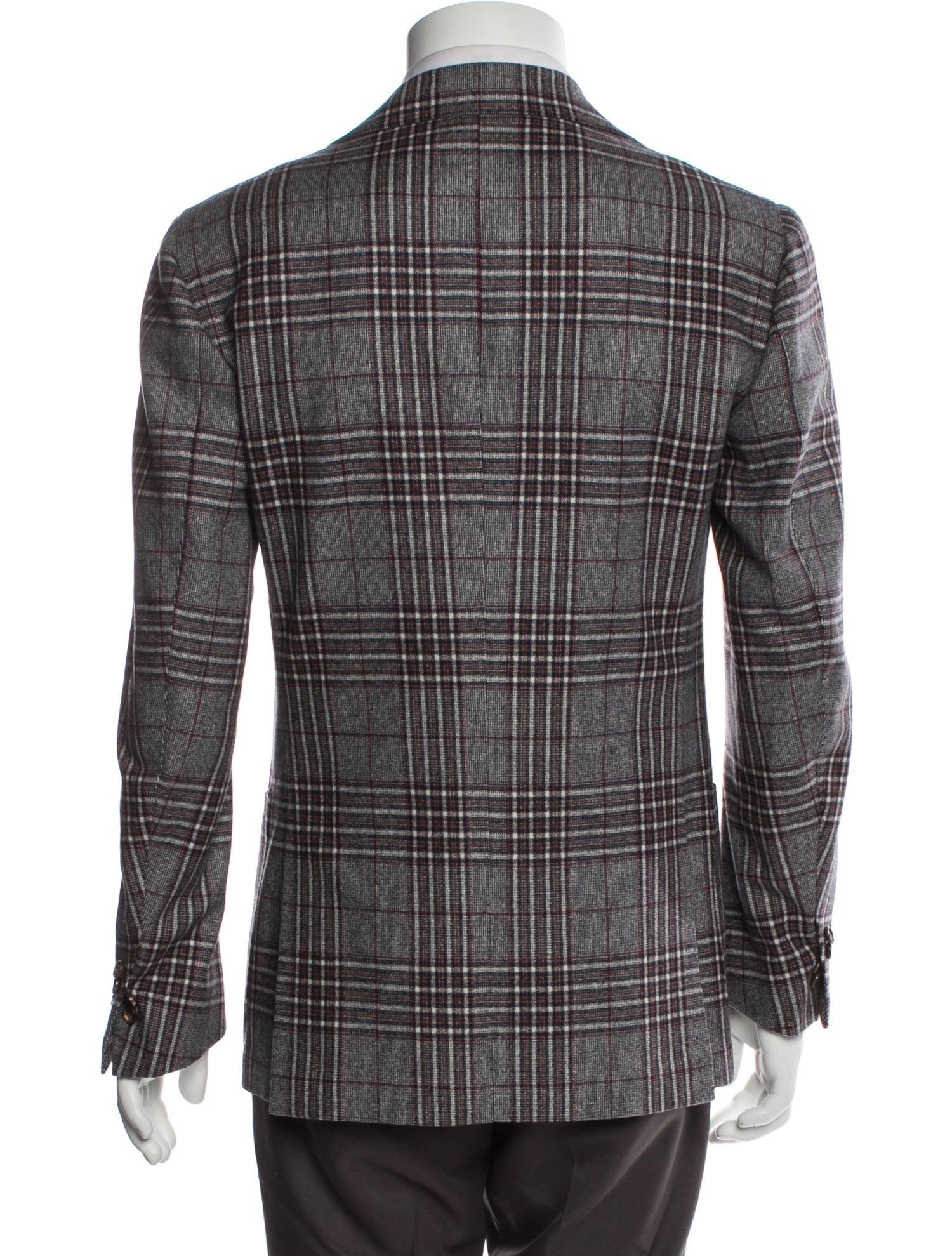Cesare Attolini Lambskin Plaid Print Blazer