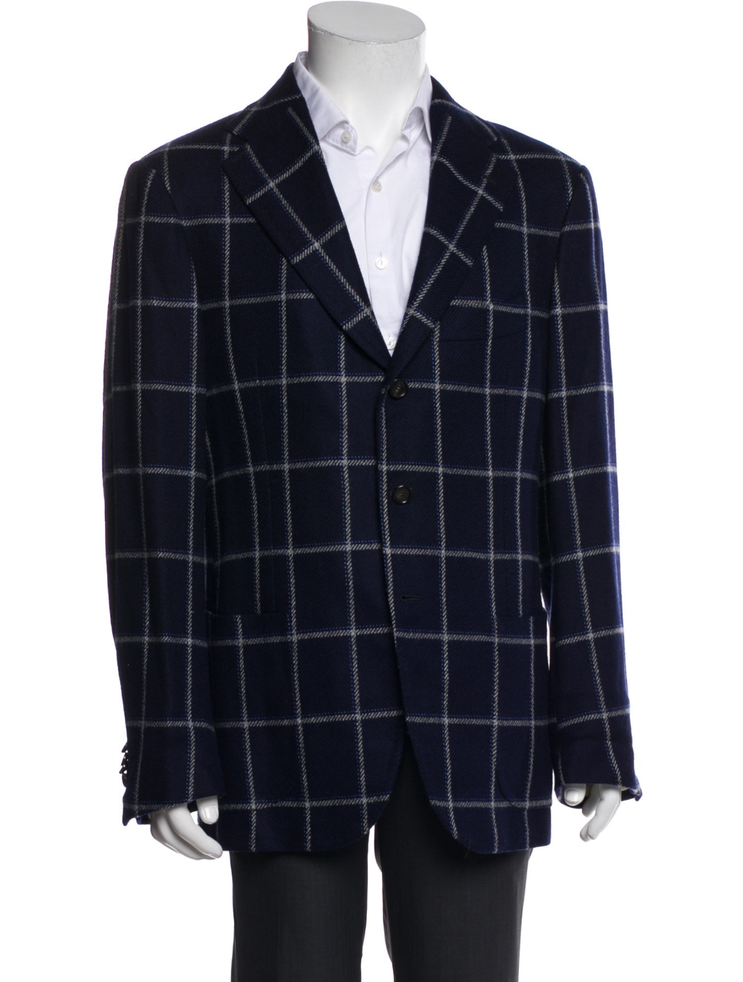 Cesare Attolini Cashmere Plaid Print Blazer