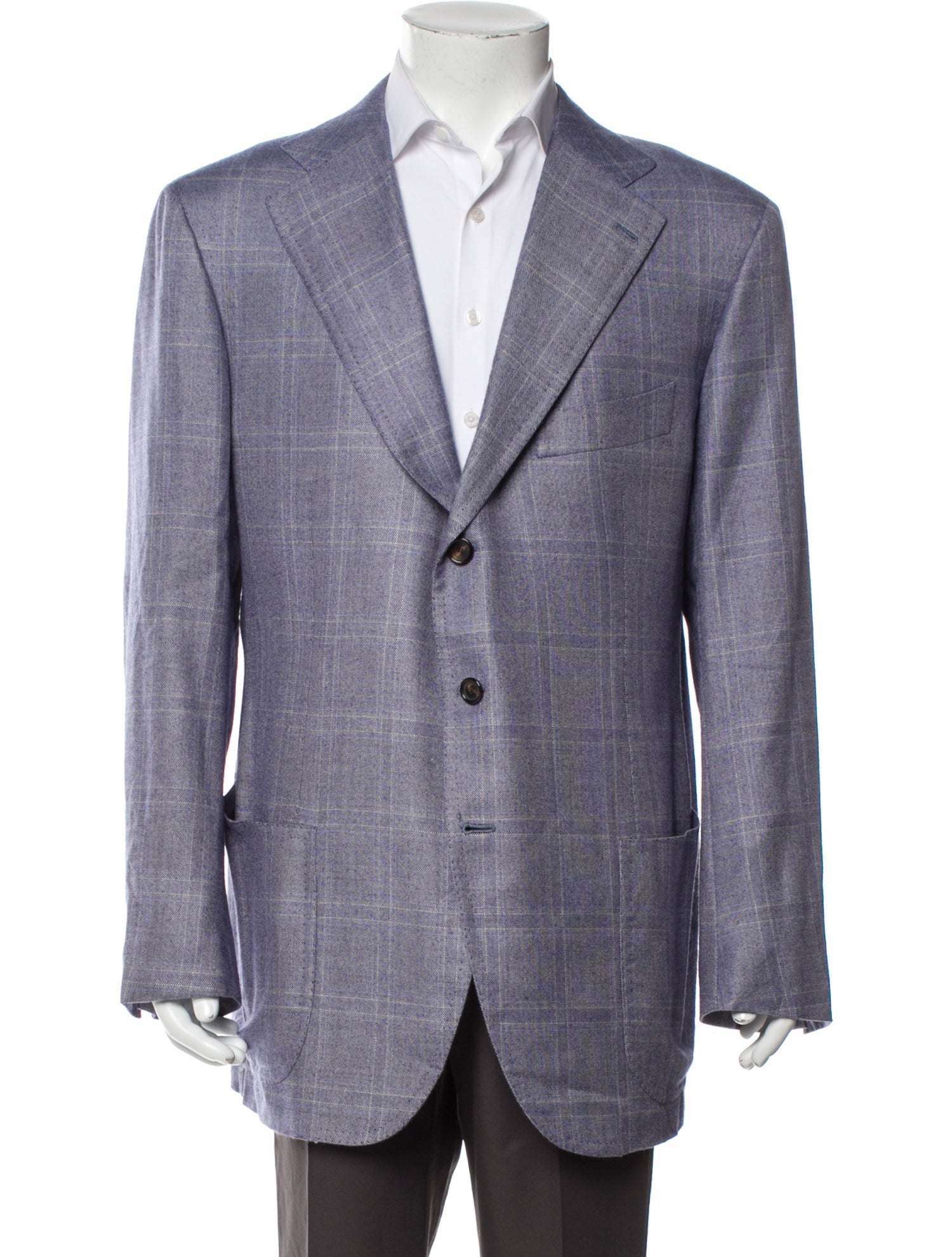Cesare Attolini Cashmere Plaid Print Overcoat