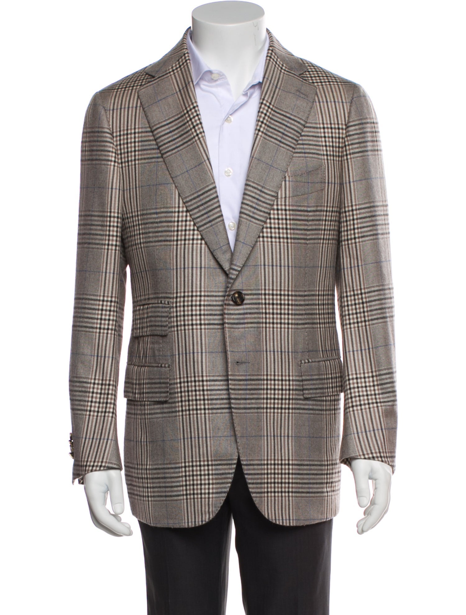Cesare Attolini Cashmere Plaid Print Sport Coat