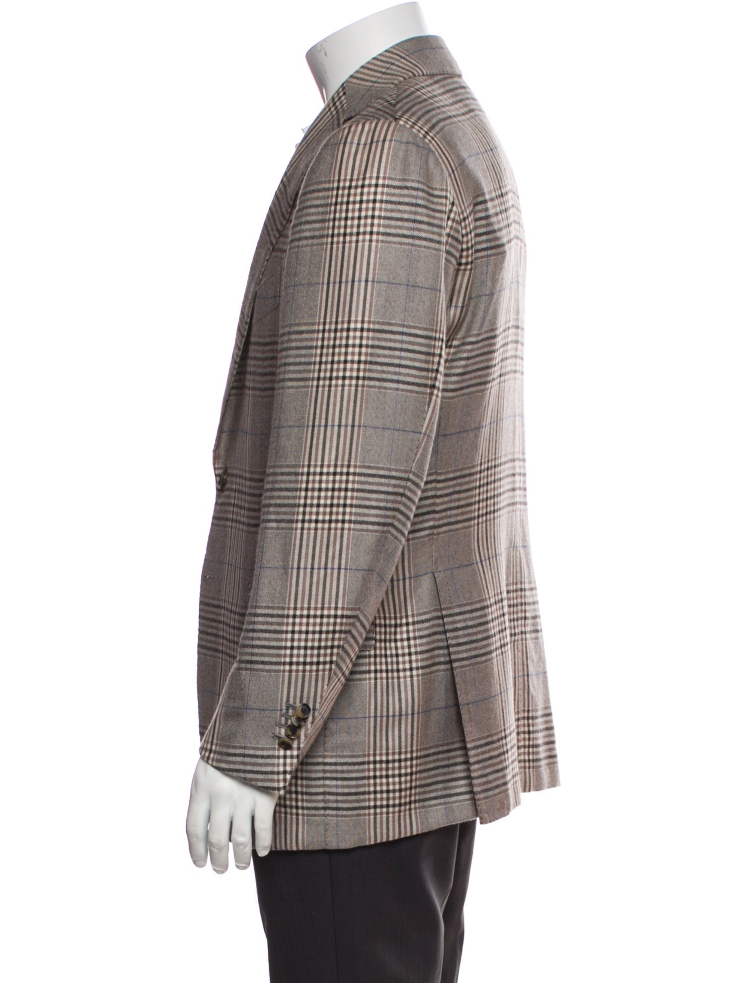 Cesare Attolini Cashmere Plaid Print Sport Coat