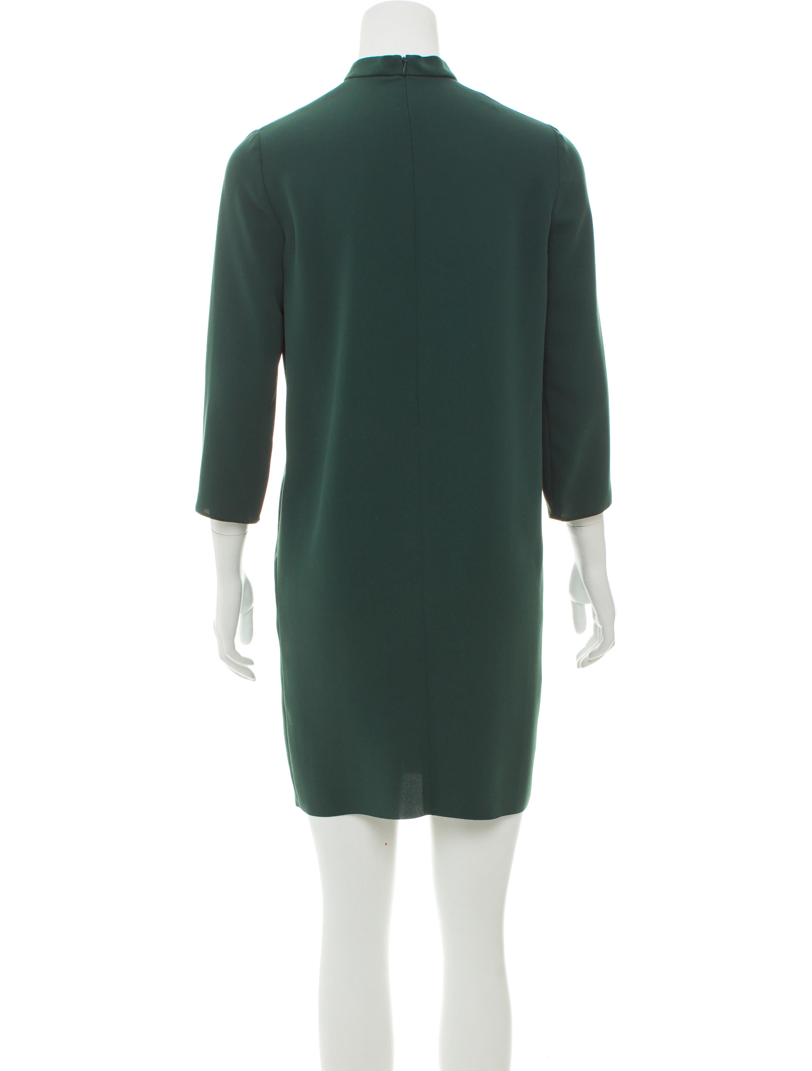 cedric charlier green dress Shift Mock Neck Dress
