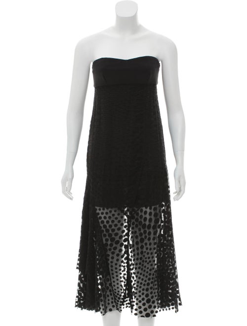 Cédric Charlier Strapless Fil-Coupé Dress Black