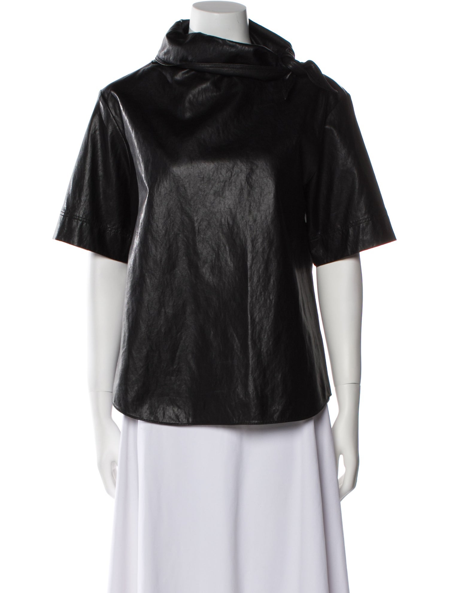 Cédric Charlier Cowl Neck Short Sleeve Blouse