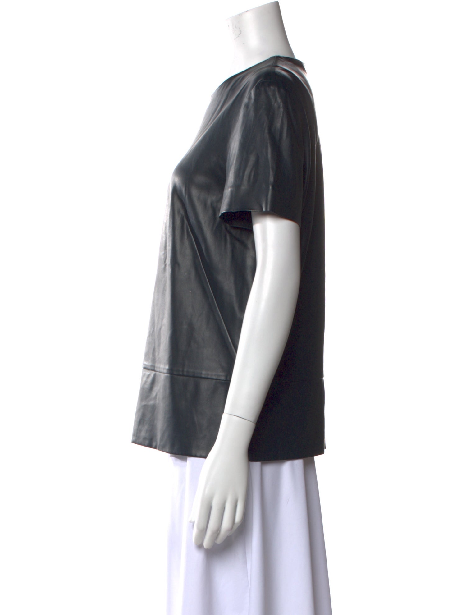 Cédric Charlier Faux Leather Crew Neck T-Shirt