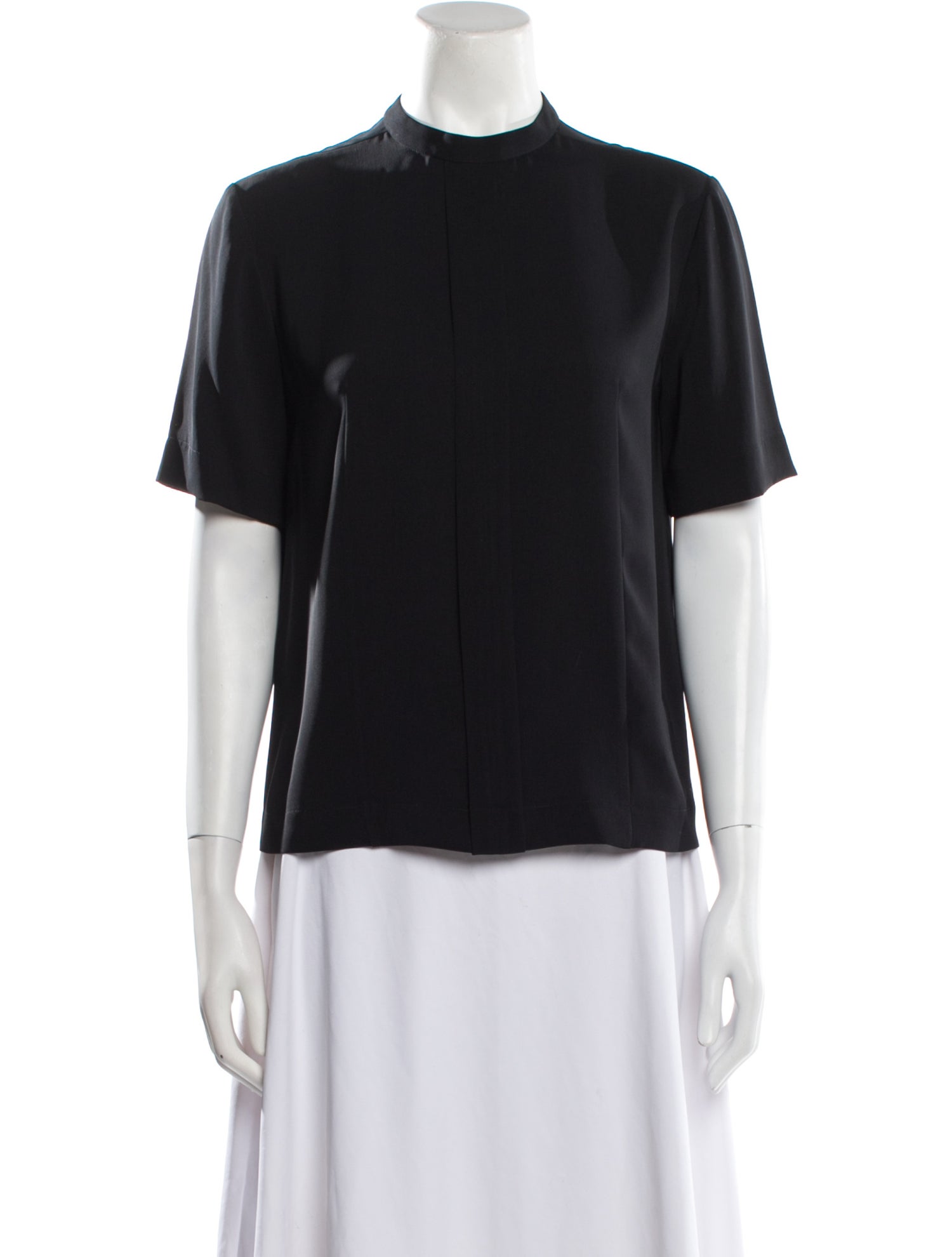 Cédric Charlier Mock Neck Short Sleeve Blouse