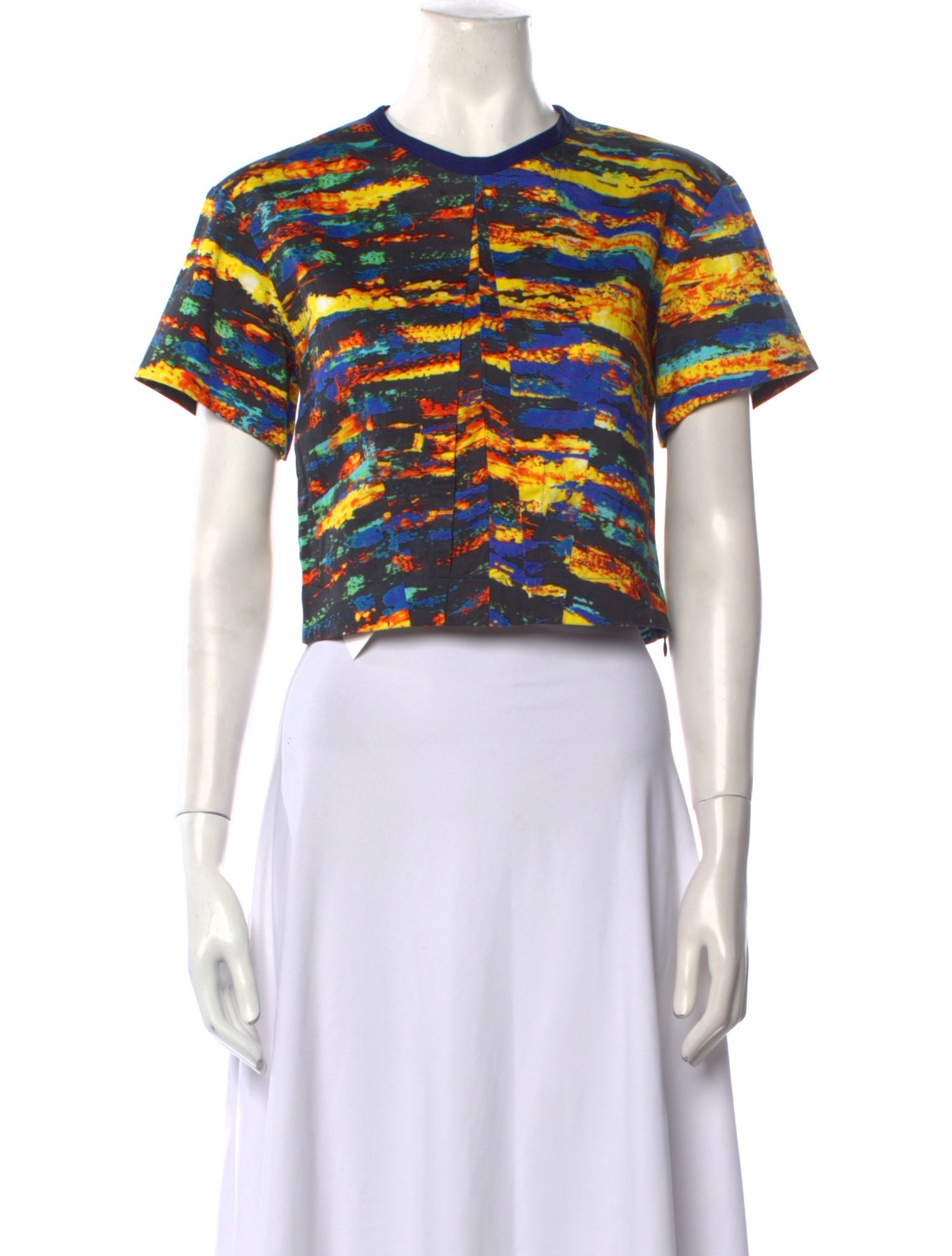 Cédric Charlier Printed Crew Neck Crop Top