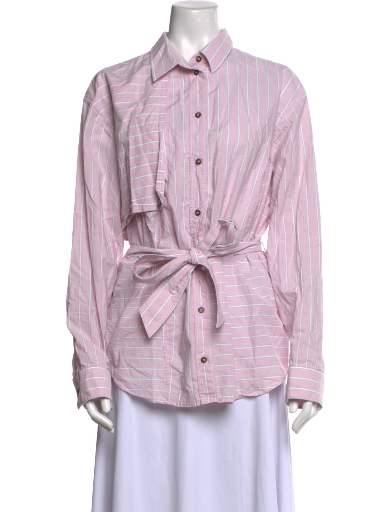 Cédric Charlier Striped Long Sleeve Button-Up Top