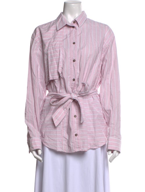 Cédric Charlier Striped Long Sleeve Button-Up Top