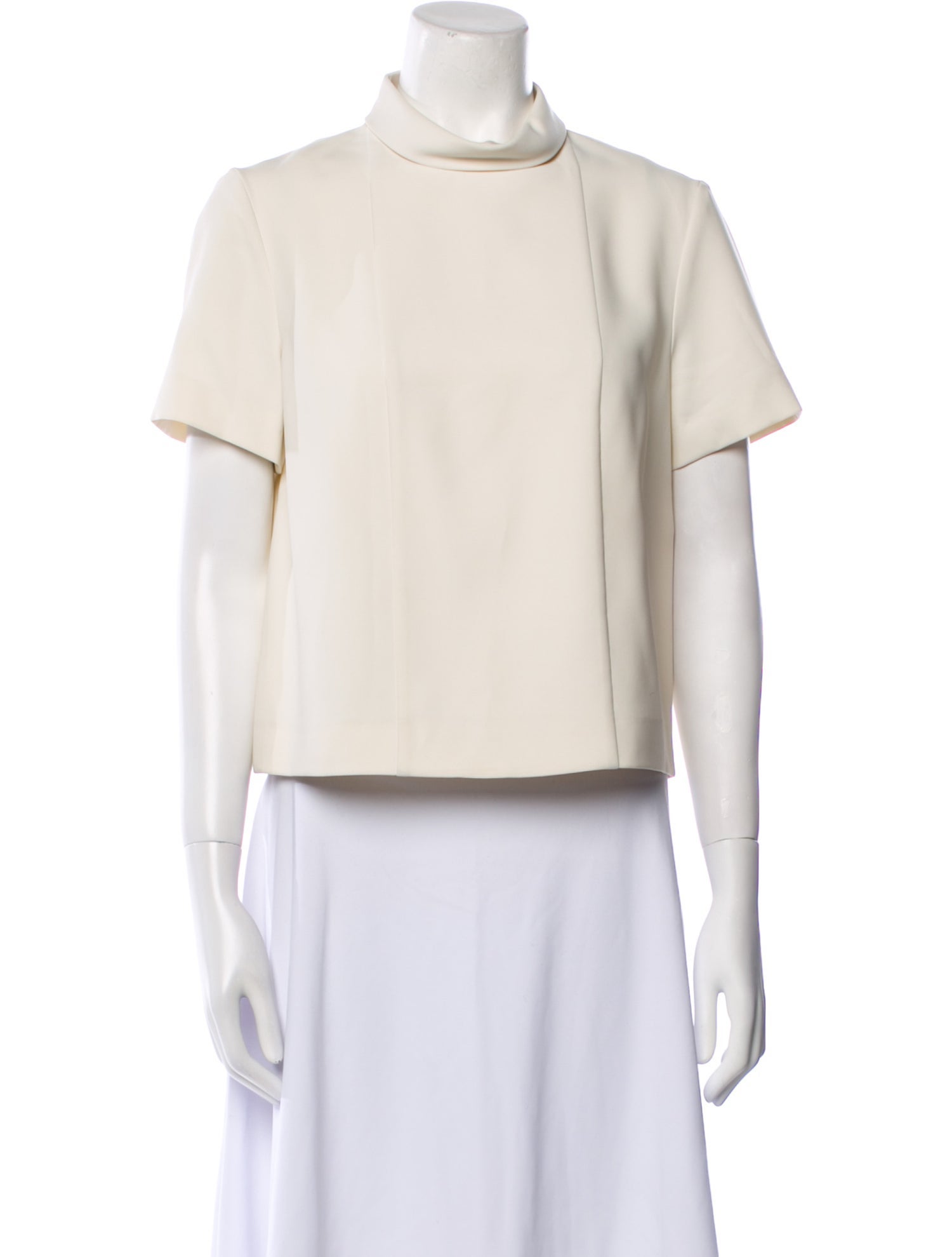 Cédric Charlier Mock Neck Short Sleeve Crop Top