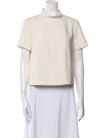 Cédric Charlier Mock Neck Short Sleeve Crop Top