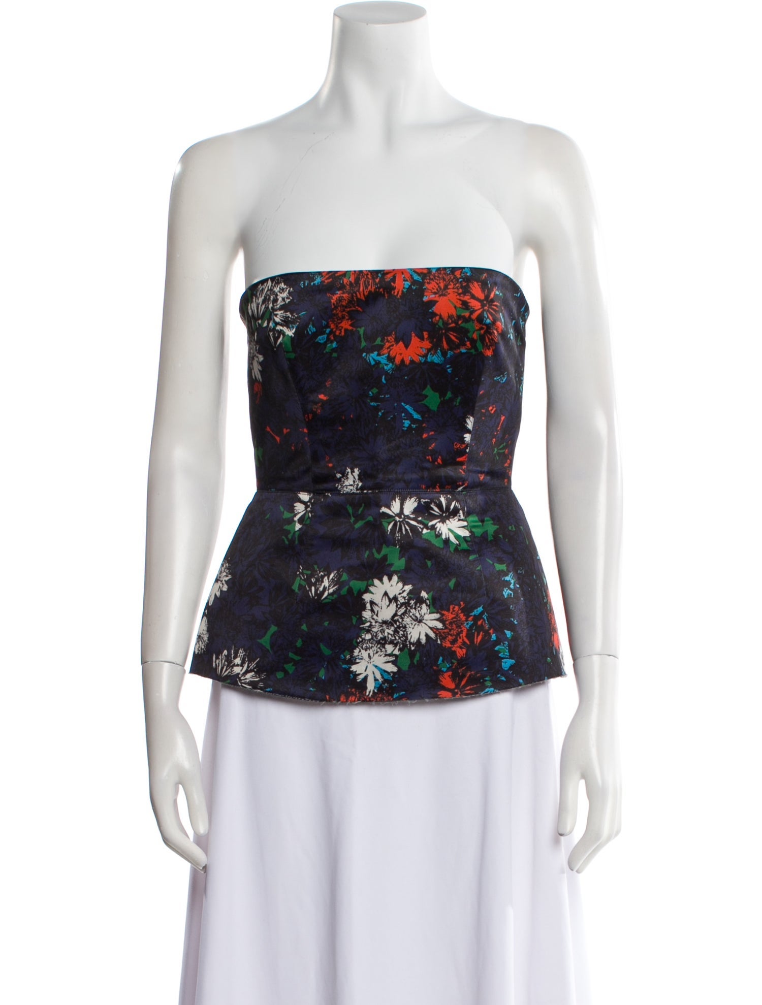 Cédric Charlier Floral Print Strapless Top