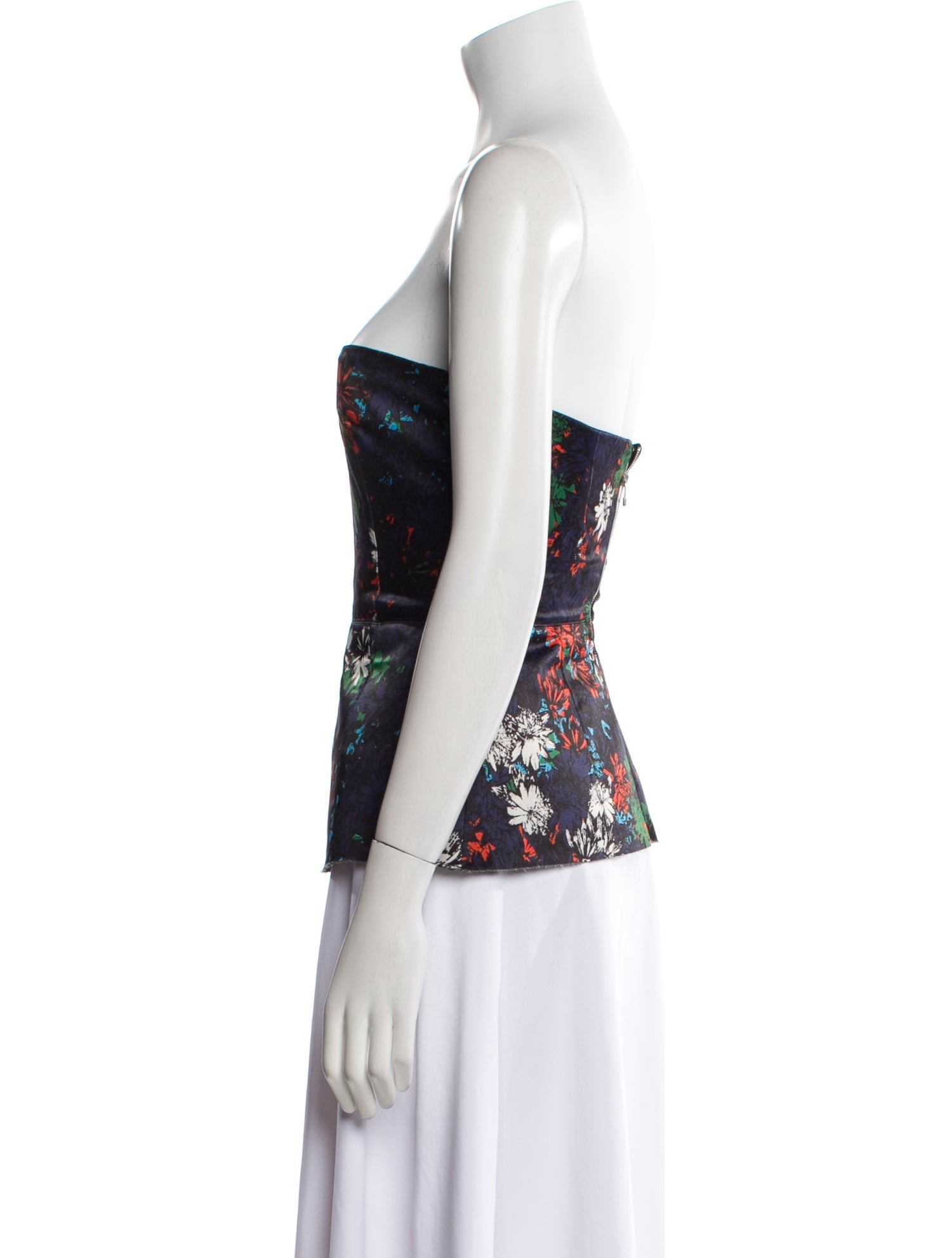 Cédric Charlier Floral Print Strapless Top