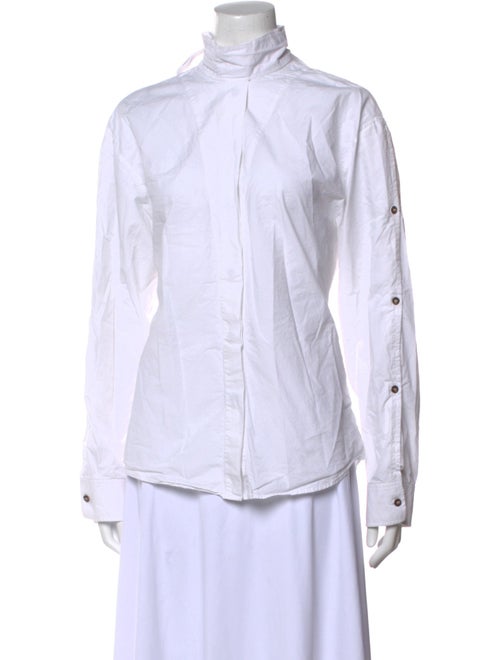 Cédric Charlier Mock Neck Long Sleeve Button-Up Top