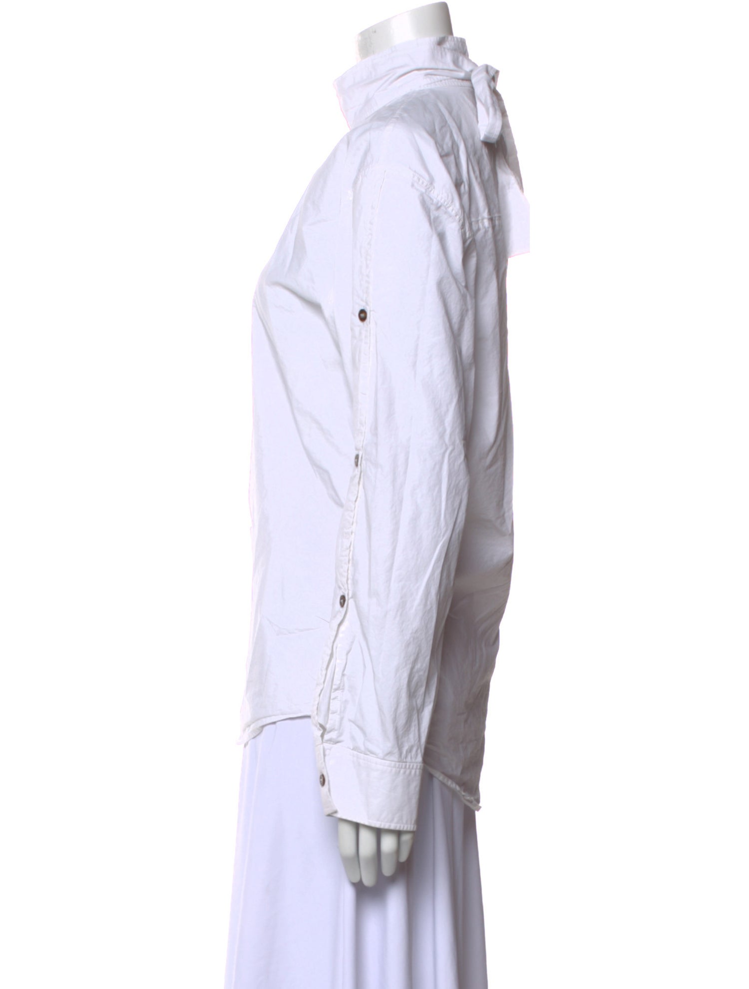 Cédric Charlier Mock Neck Long Sleeve Button-Up Top