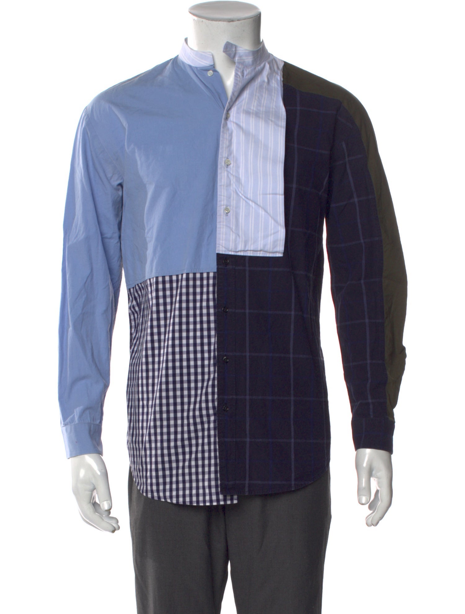 Cédric Charlier Colorblock Pattern Long Sleeve Shirt