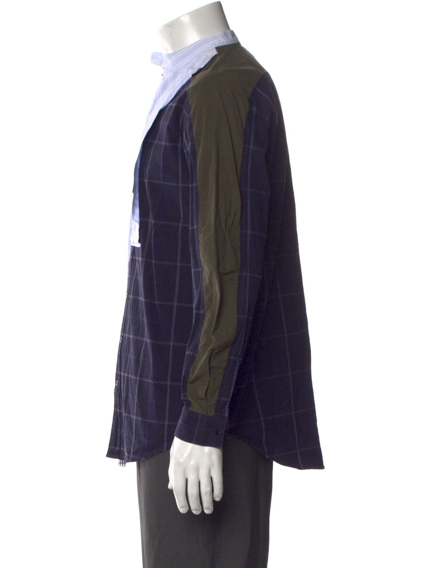 Cédric Charlier Colorblock Pattern Long Sleeve Shirt