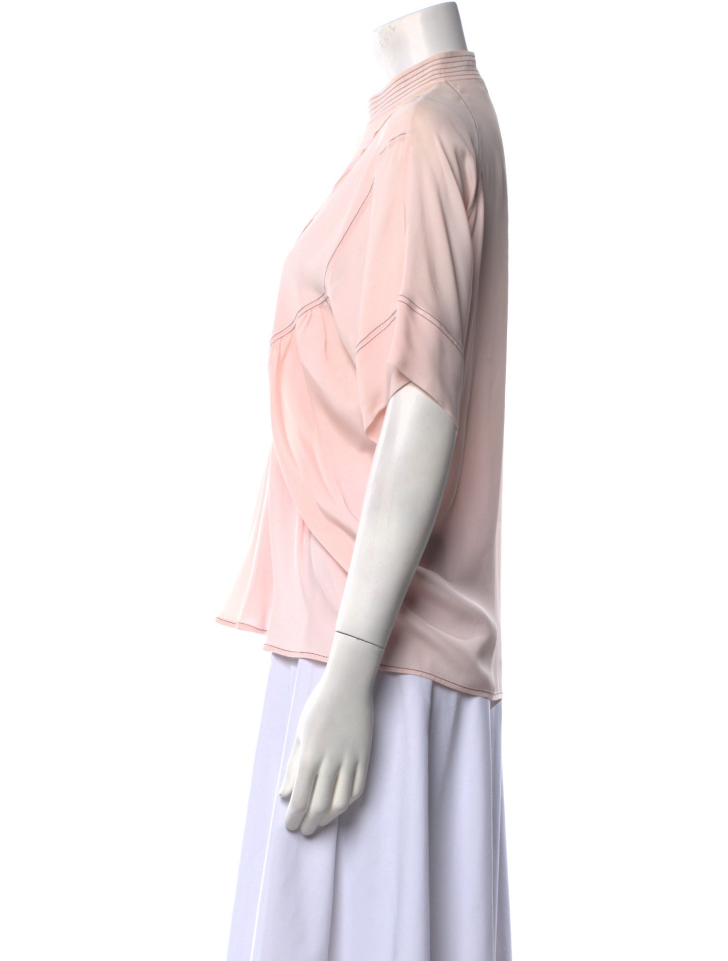 Cédric Charlier Mock Neck Short Sleeve Blouse