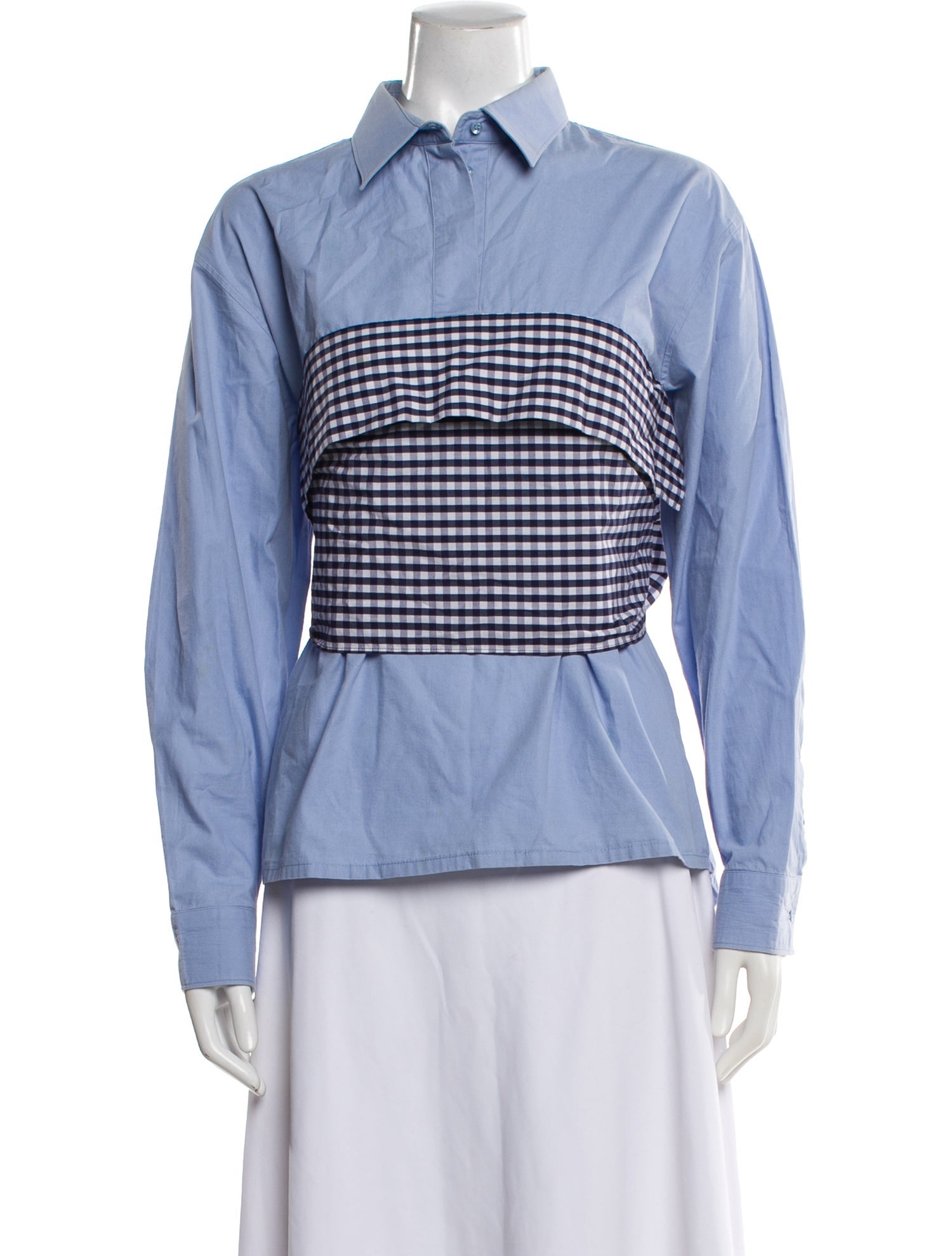 Cédric Charlier Plaid Print Long Sleeve Blouse