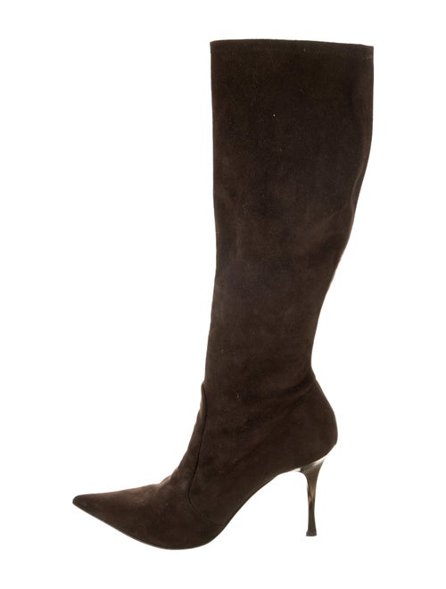 Casadei Suede Knee-High Boots Brown