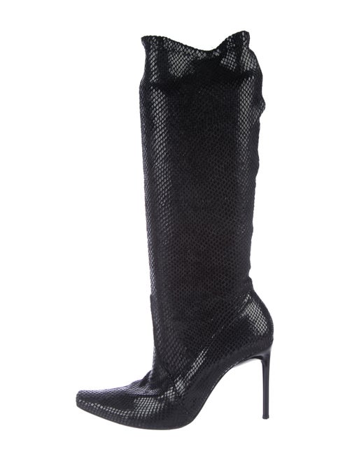 Casadei Nylon Square-Toe Boots Black
