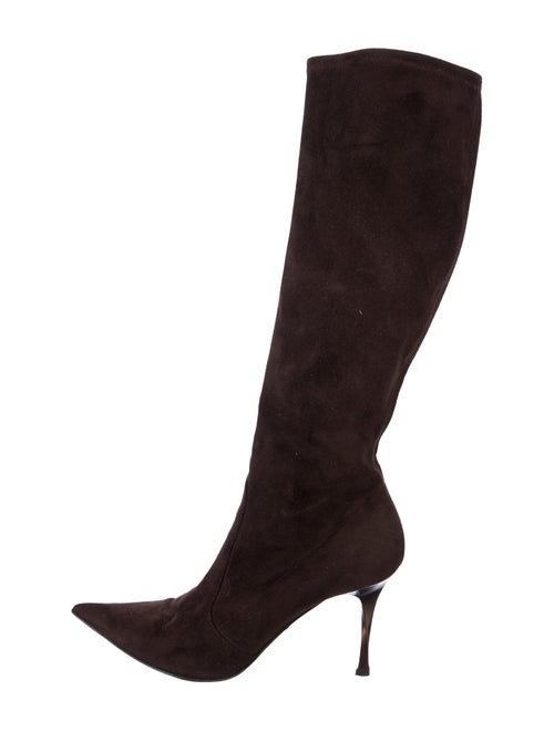 Casadei Suede Knee-High Boots Brown