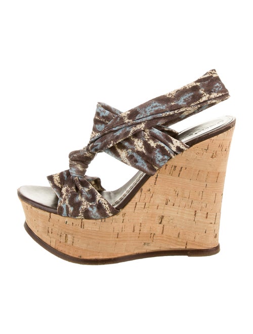 Casadei Animal Print Slingback Sandals Brown