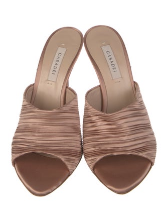 Casadei Satin Animal Print Slides