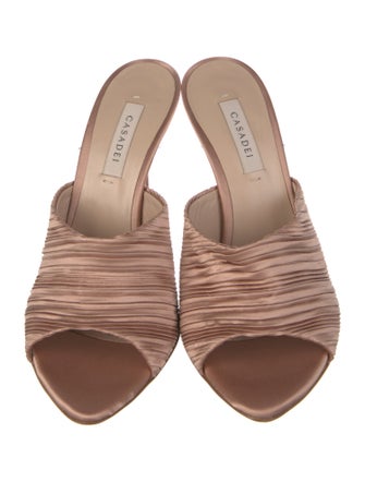 Casadei Satin Pleated Accents Slides
