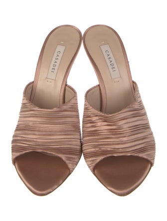 Casadei Satin Pleated Accents Slides
