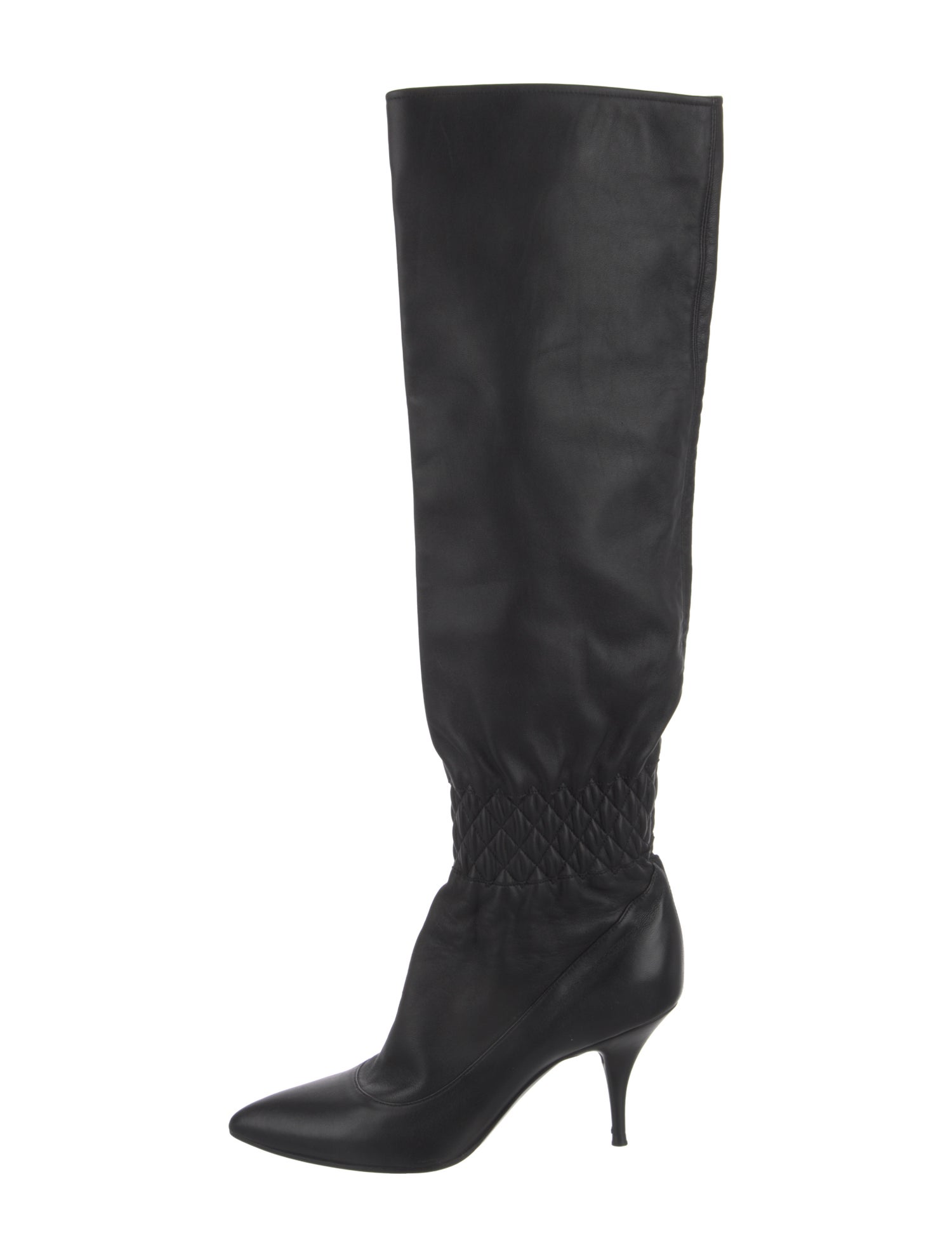 Casadei Leather Pleated Accents Boots