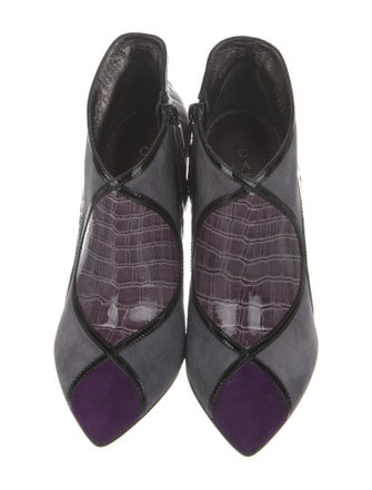 Casadei Patent Leather Animal Print Boots