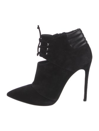 Casadei Suede Leather Trim Embellishment Lace-Up Boots
