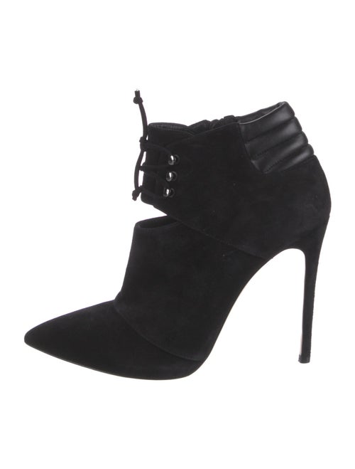 Casadei Suede Leather Trim Embellishment Lace-Up Boots