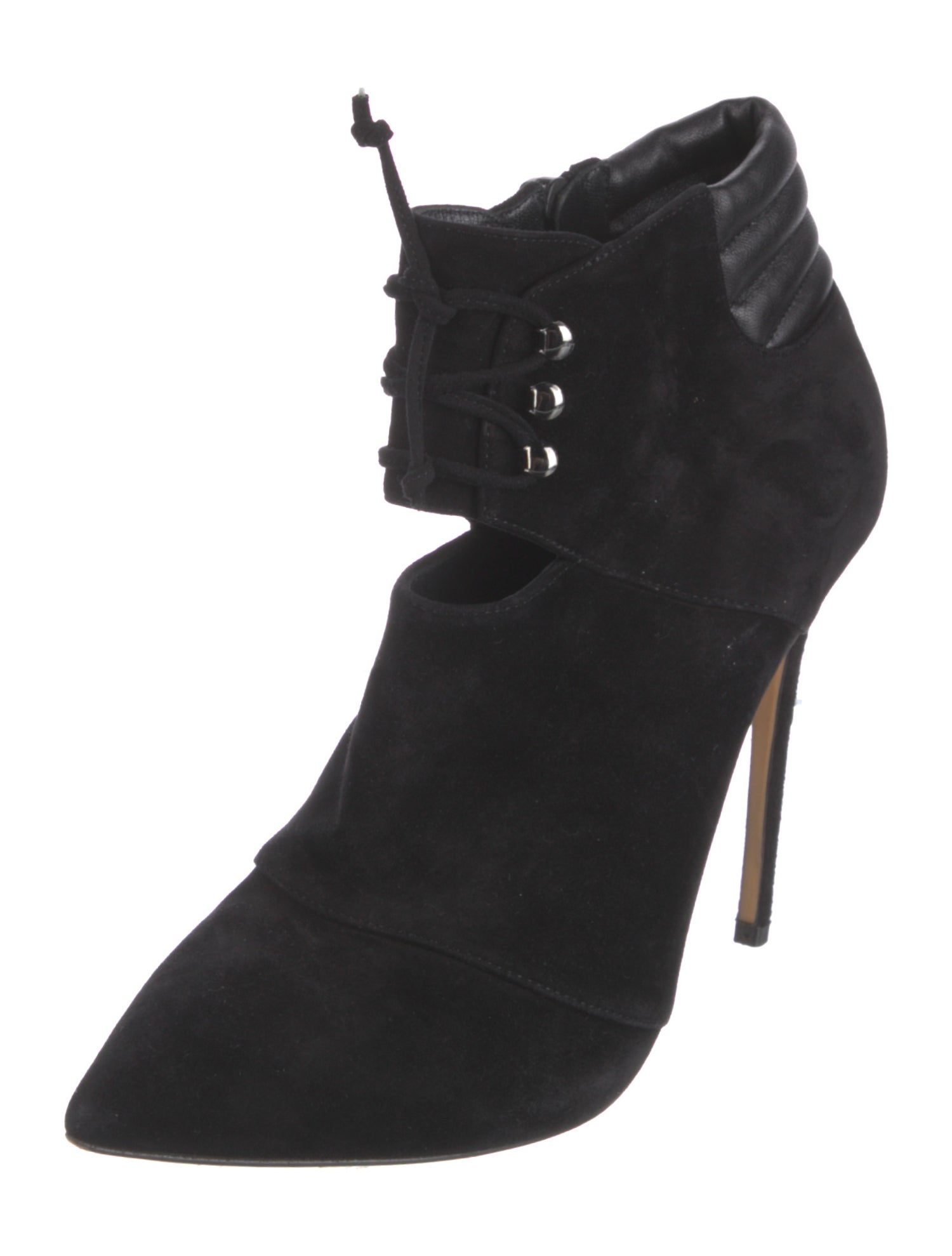 Casadei Suede Leather Trim Embellishment Lace-Up Boots