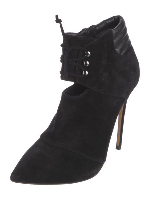 Casadei Suede Leather Trim Embellishment Lace-Up Boots
