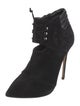 Casadei Suede Leather Trim Embellishment Lace-Up Boots