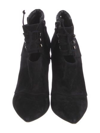 Casadei Suede Leather Trim Embellishment Lace-Up Boots