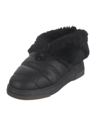 Casadei Leather Fur Trim Lace-Up Boots