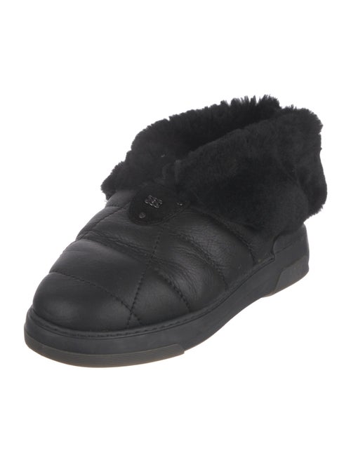 Casadei Leather Fur Trim Lace-Up Boots