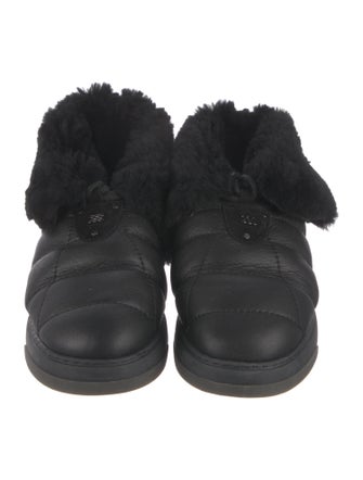 Casadei Leather Fur Trim Lace-Up Boots